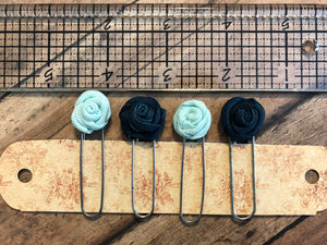 Hand rolled ribbon roses clips