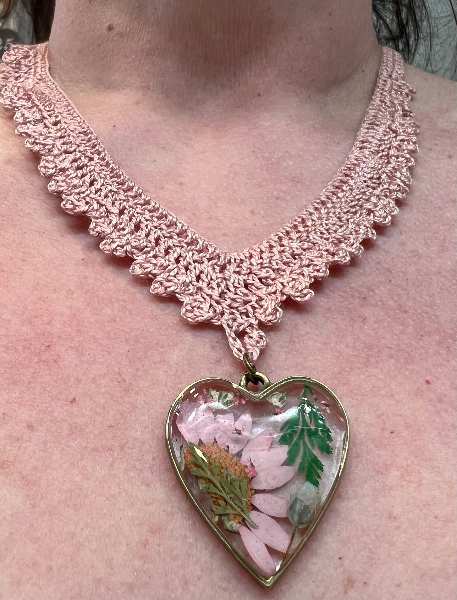 Crocheted Dusty Pink Necklace