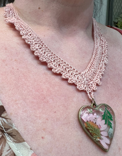 Crocheted Dusty Pink Necklace